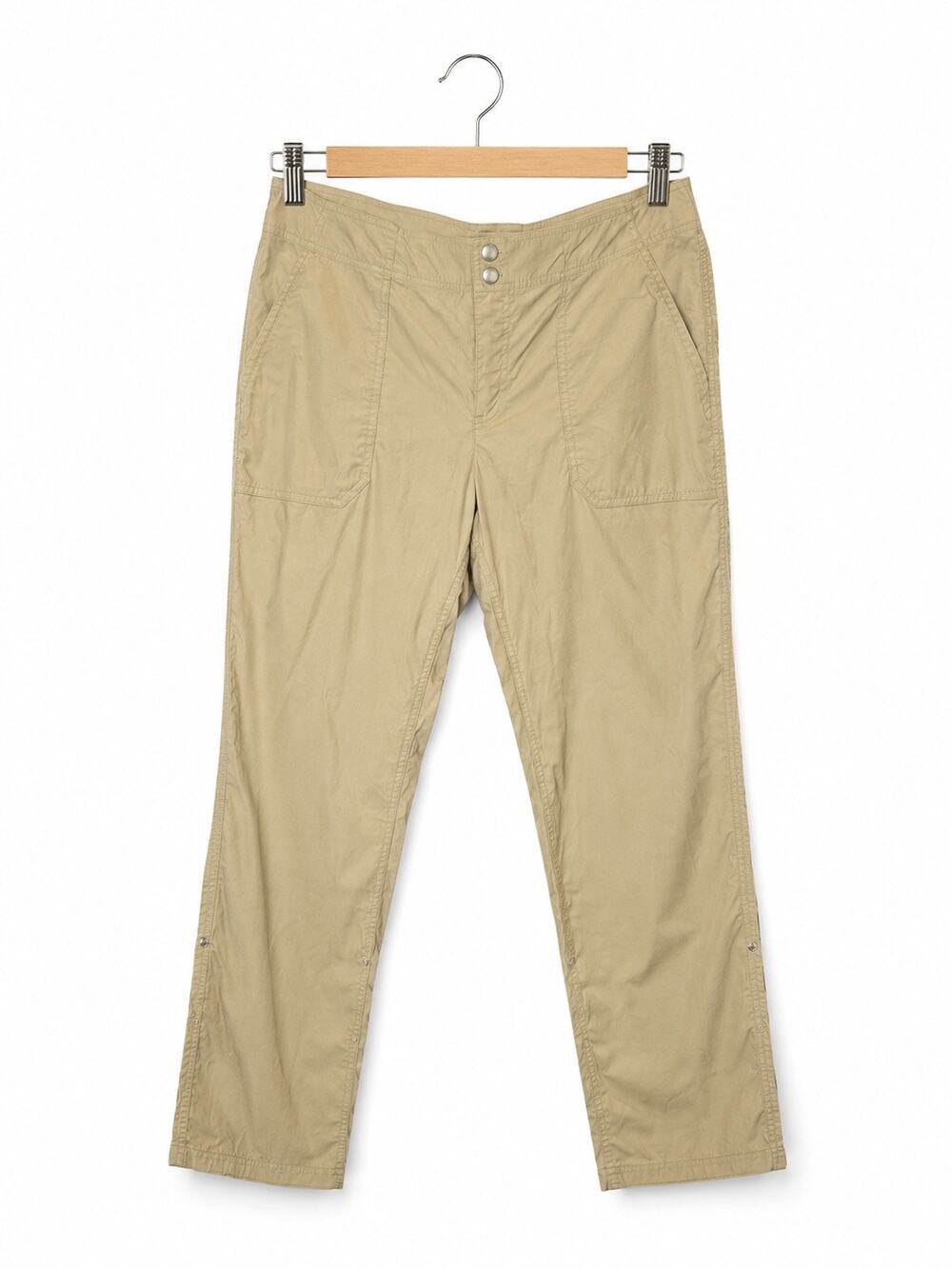 ExOfficio Insect Shield Women’s Khaki Travel Hiking Pants Size 10 Snap Hem